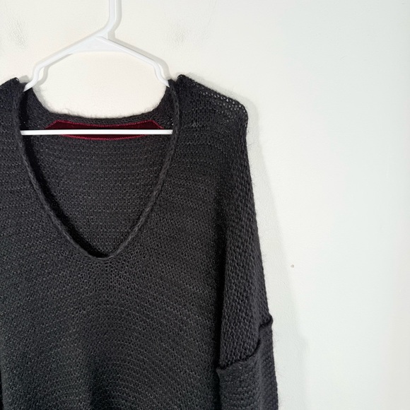Free People All Mine Black Cotton Alpaca Slouchy Balloon Sleeve Sweater Medium - Picture 5 of 14